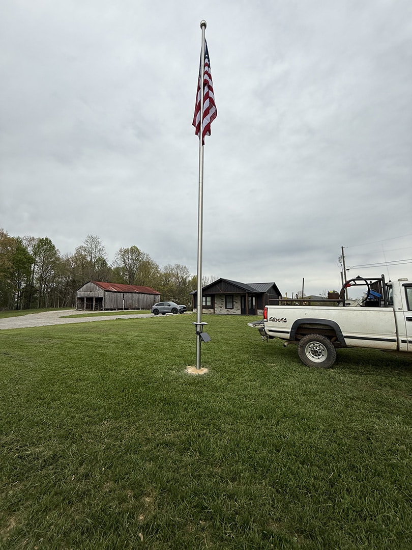 Stainless steel flagpole close-up finish detail